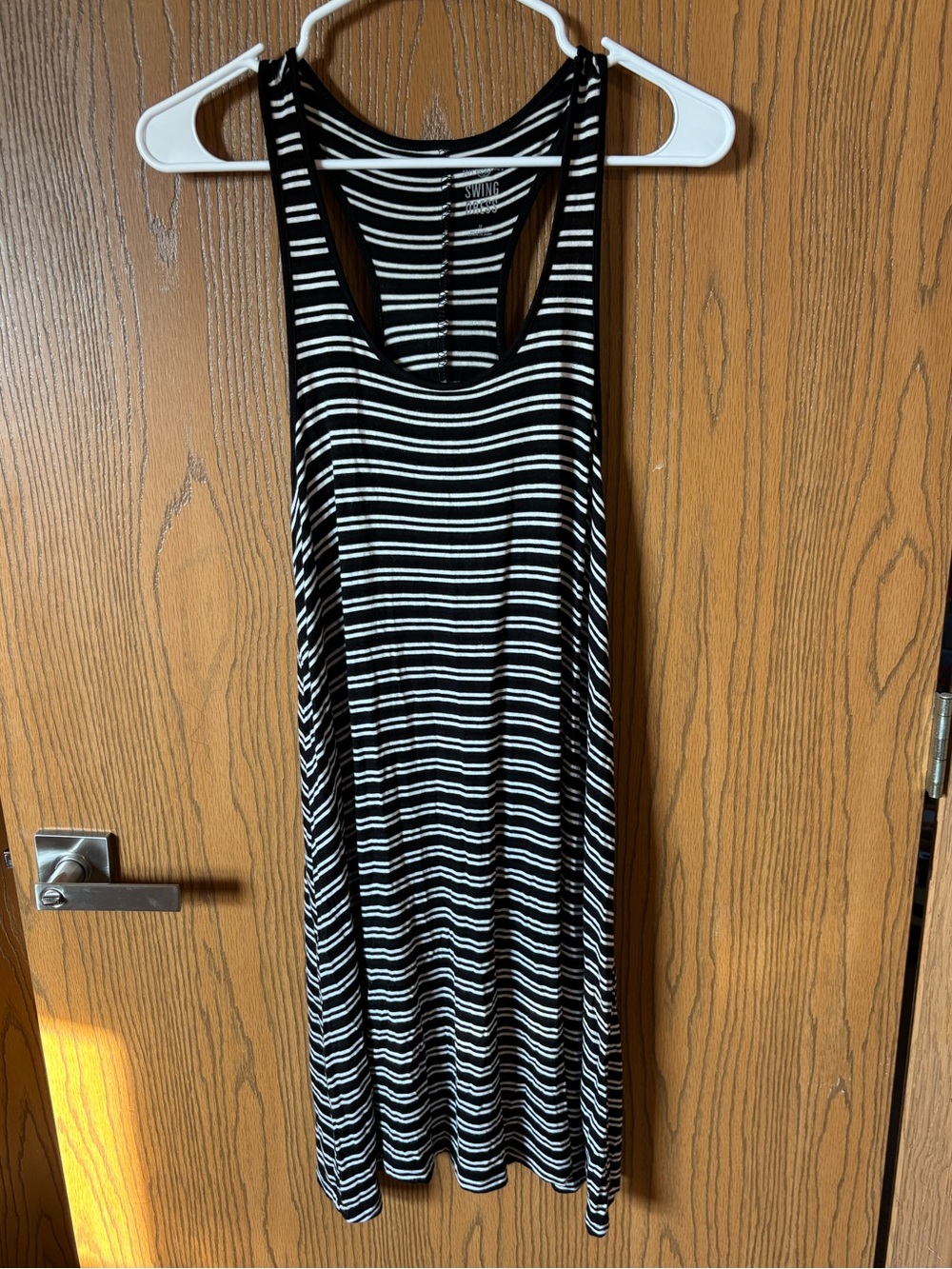SO Black & White Striped Racerback Swing Dress